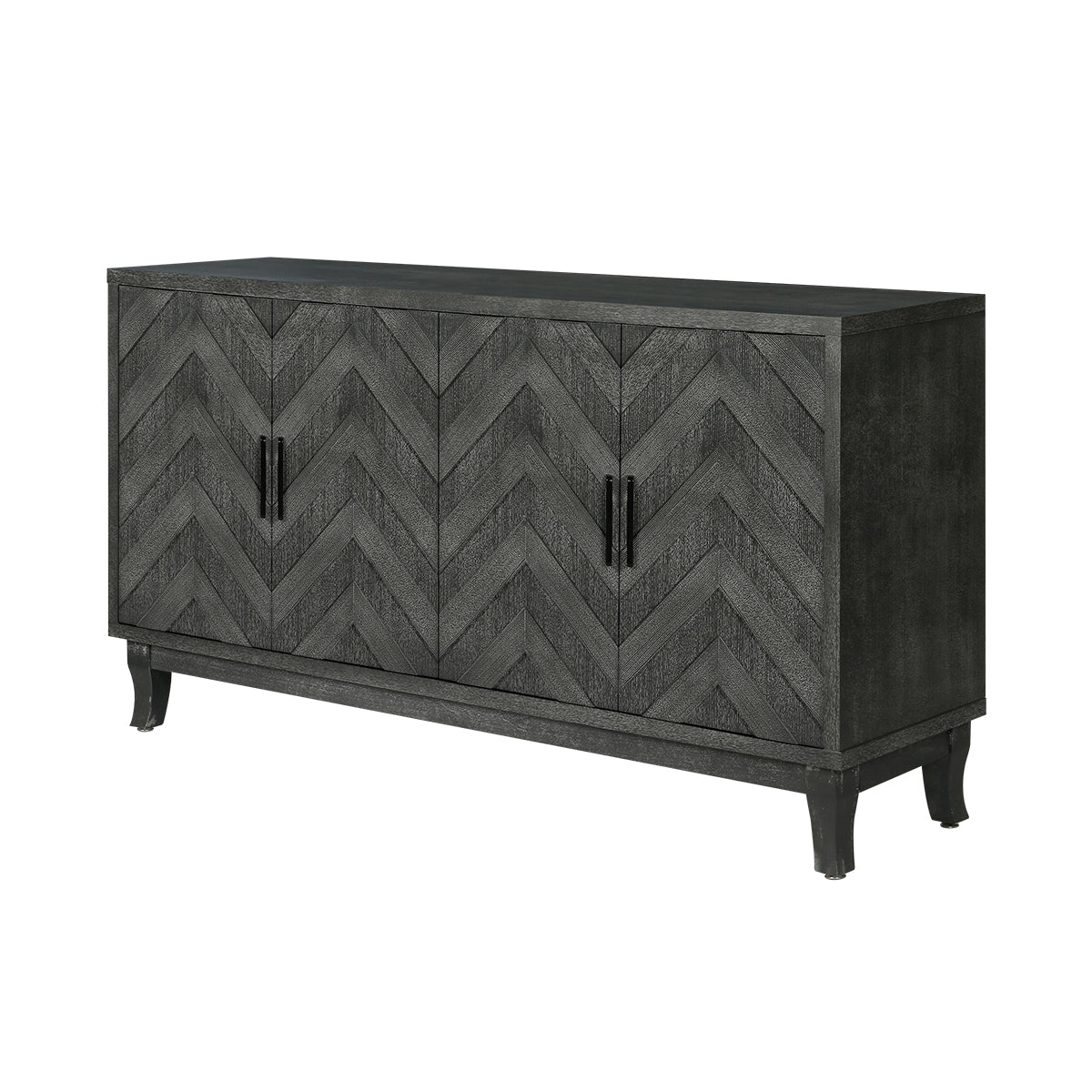 Zrun Modern Cabinet with Striped Design in Gray & Taupe