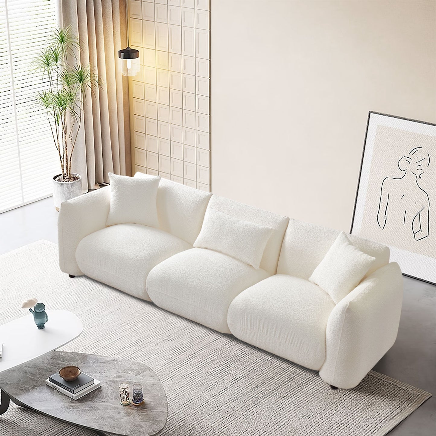 Justone Interior Mid-Century Modern Sofa - Beige