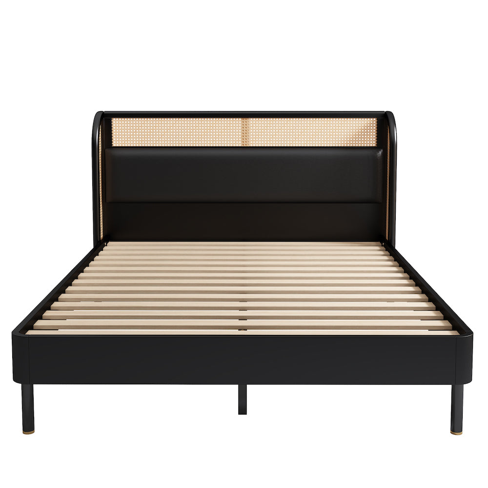 Dalton Modern Cannage & Rattan Queen Bed - Black