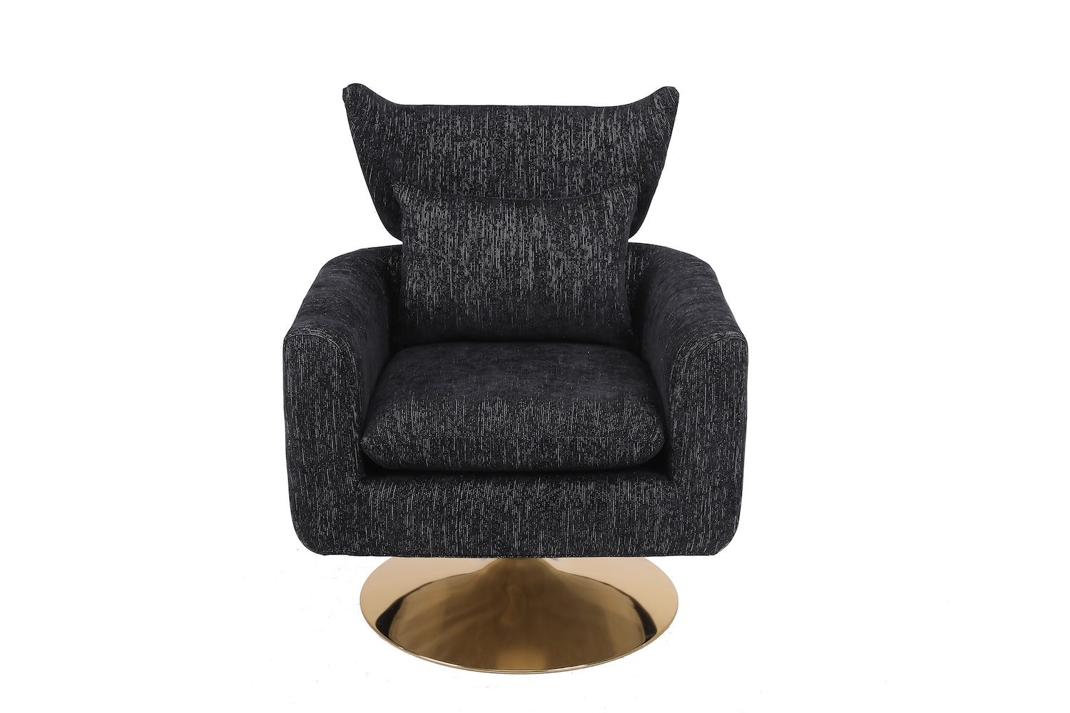 XR Mid-Century Modern Swivel Chair with Gold Base - Black