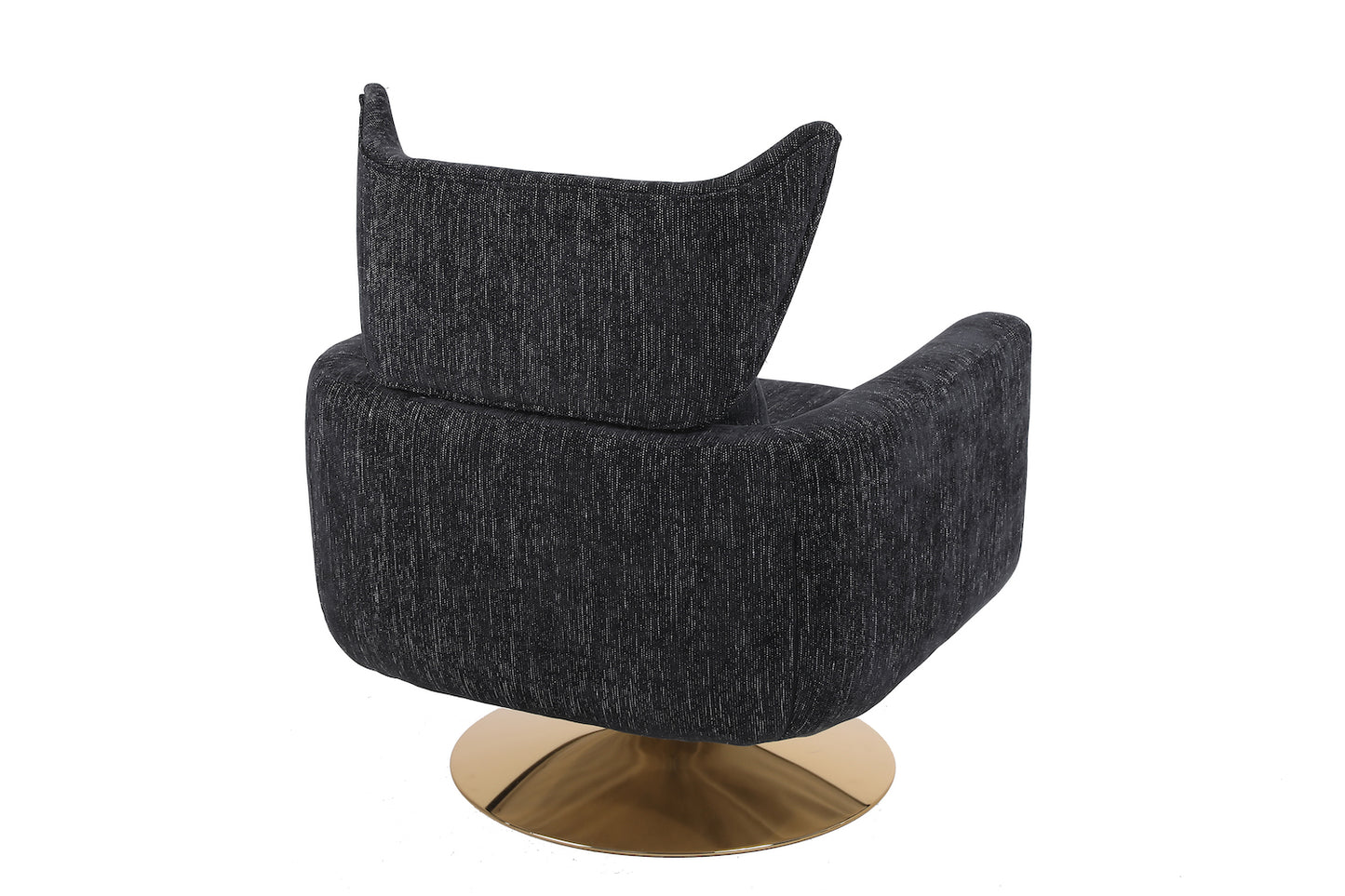 XR Mid-Century Modern Swivel Chair with Gold Base - Black