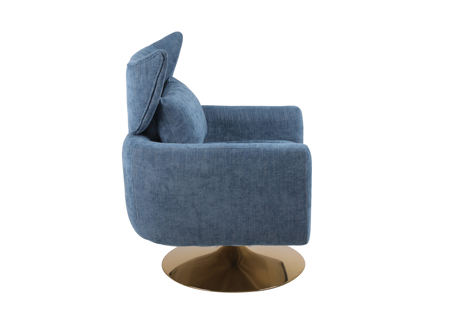 XR Mid-Century Modern Swivel Chair with Gold Base - Blue