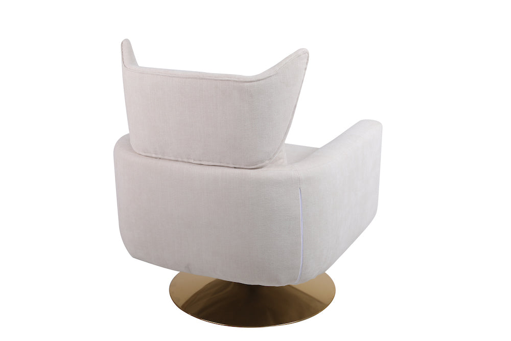 XR Mid-Century Modern Swivel Chair with Gold Base - Beige