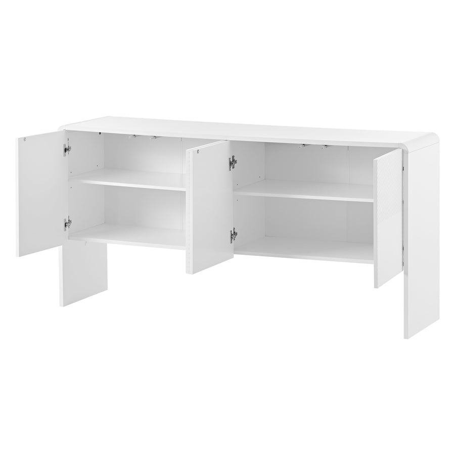 Trexm Modern Minimalist 60" 4-Door Sideboard - White