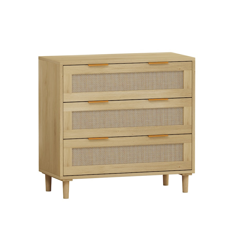 Spribung 31.5" 3 Drawer Cabinet with Rattan Drawers