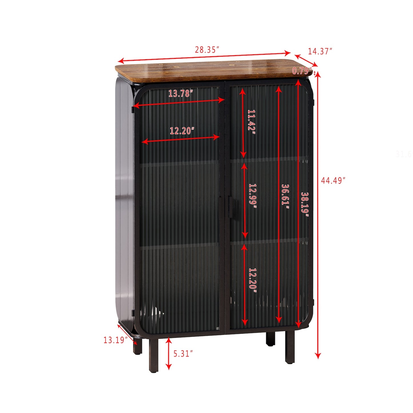 Spribung Modern Two-door Cabinet with Glass Doors