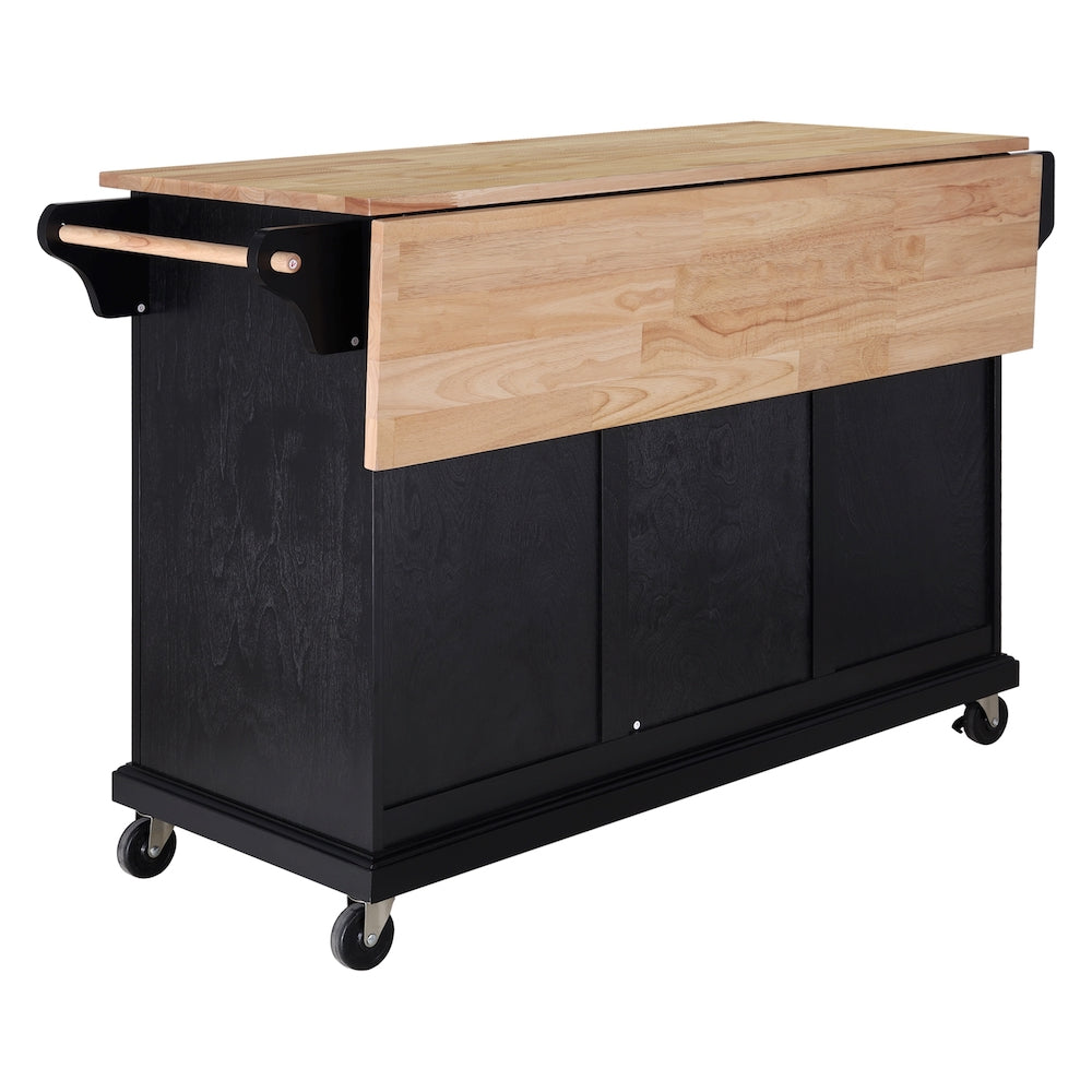 Cambridge Farmhouse Kitchen Island with Drop Leaf - Black – Finally ...