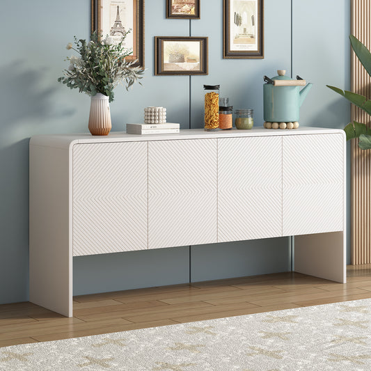 Trexm Modern Minimalist 60" 4-Door Sideboard - White