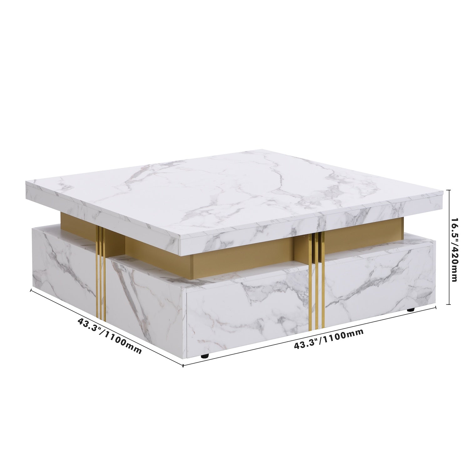 Denitsa Modern 4-drawer Coffee Table - White & Gold