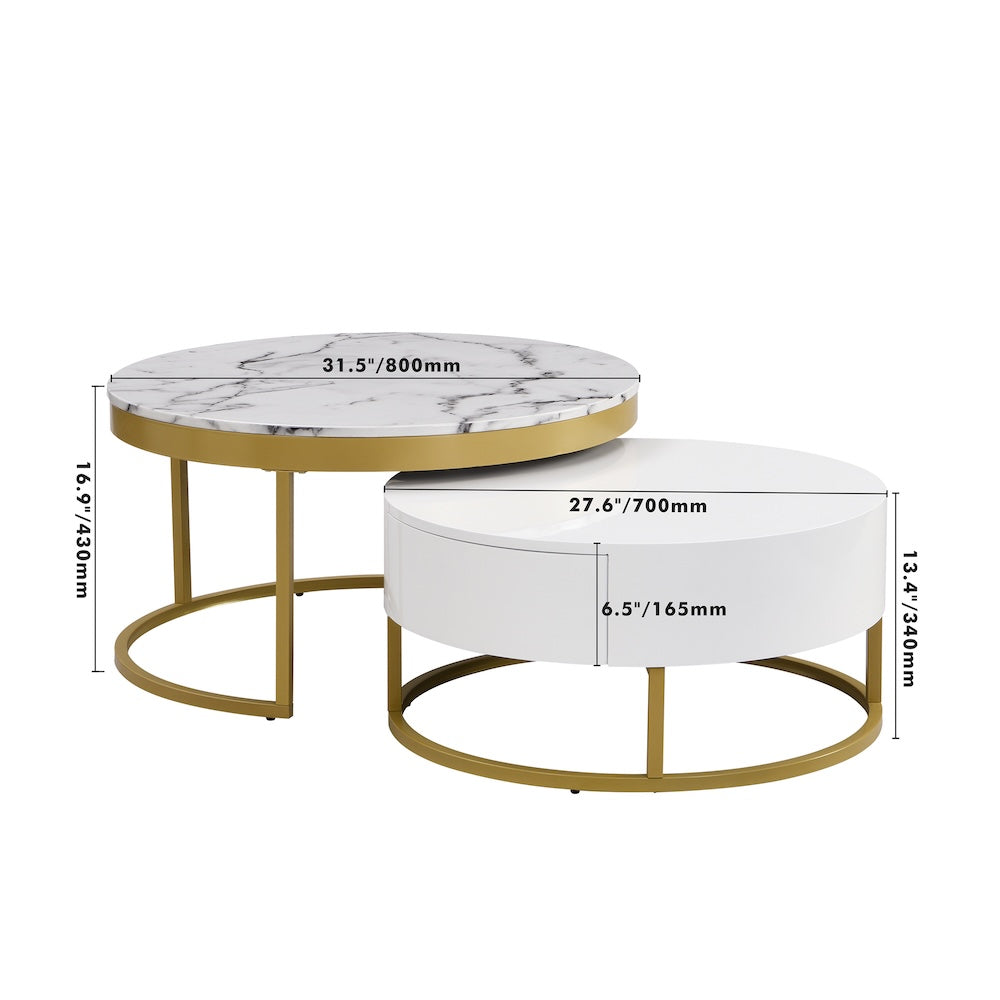 Chandra Modern Round Nesting Coffee Table