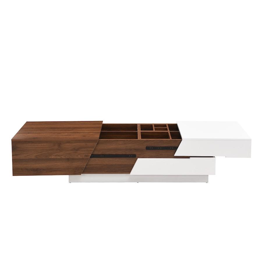 Dipali Modern Extendable Top Coffee Table - White & Walnut