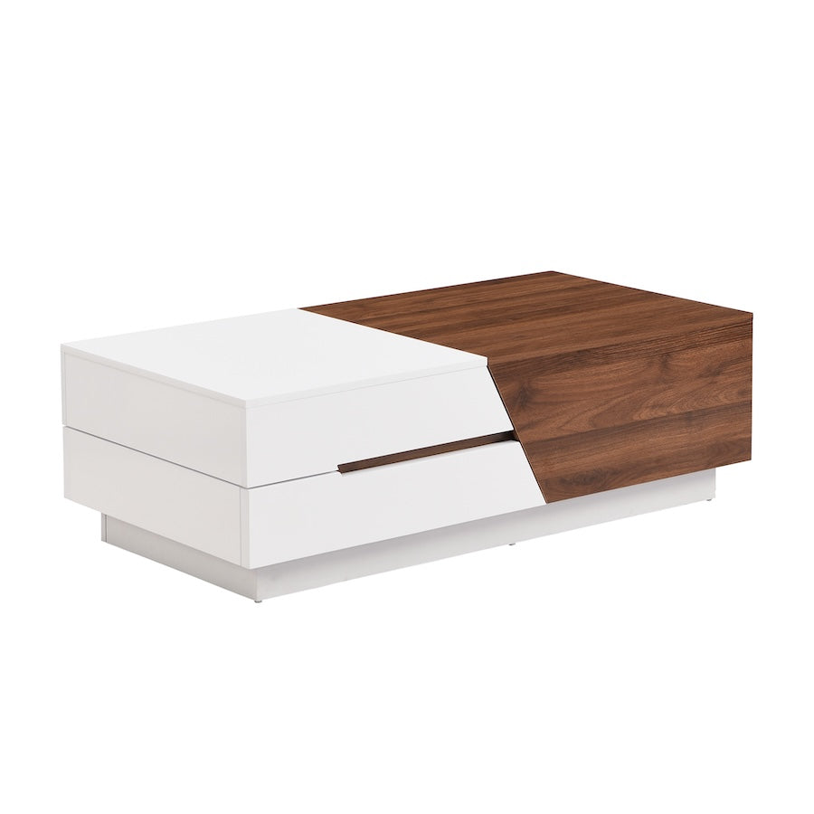 Dipali Modern Extendable Top Coffee Table - White & Walnut