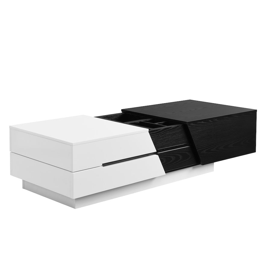 Dipali Modern Extendable Top Coffee Table - White & Black