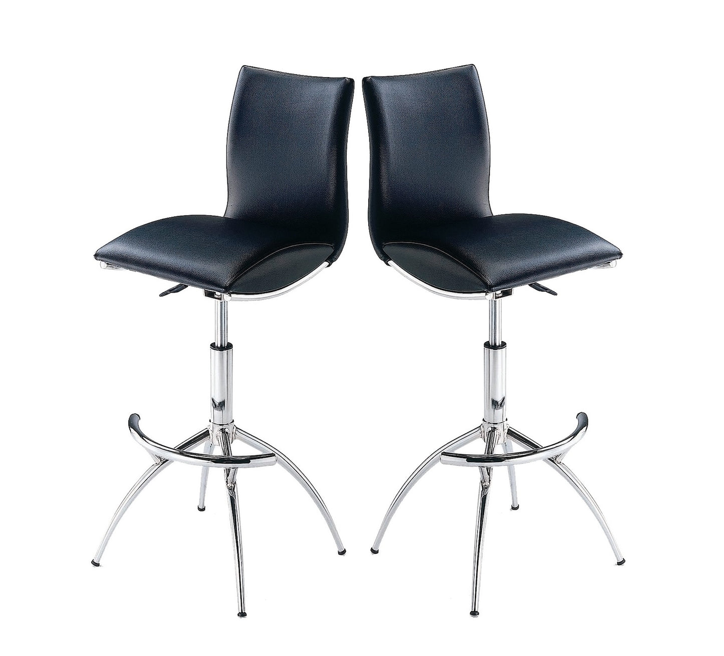 Nelson Modern Leatherette Bar Stools with Chrome Legs Set of 2 - Black