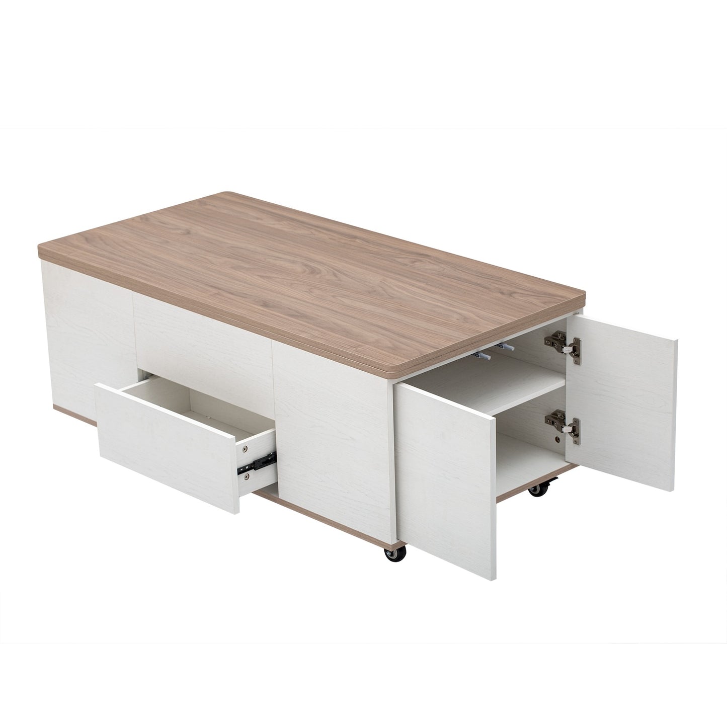 Jules Modern Lift Top Coffee Table - Walnut & White