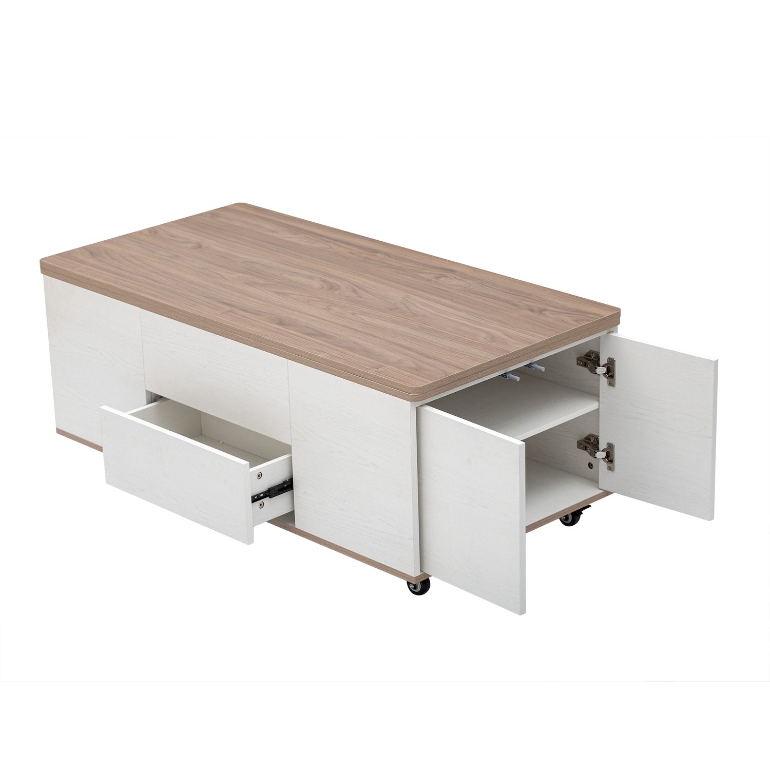 Jules Modern Lift Top Coffee Table - Walnut & White