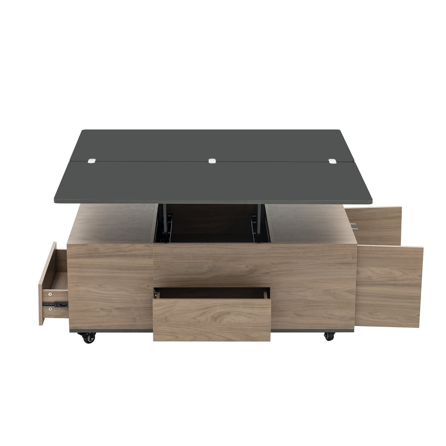 Jules Modern Lift Top Coffee Table - Walnut & Black