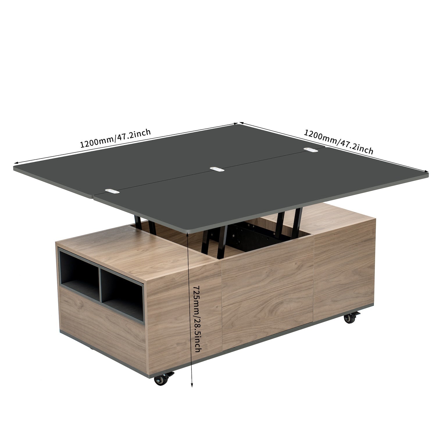 Jules Modern Lift Top Coffee Table - Walnut & Black