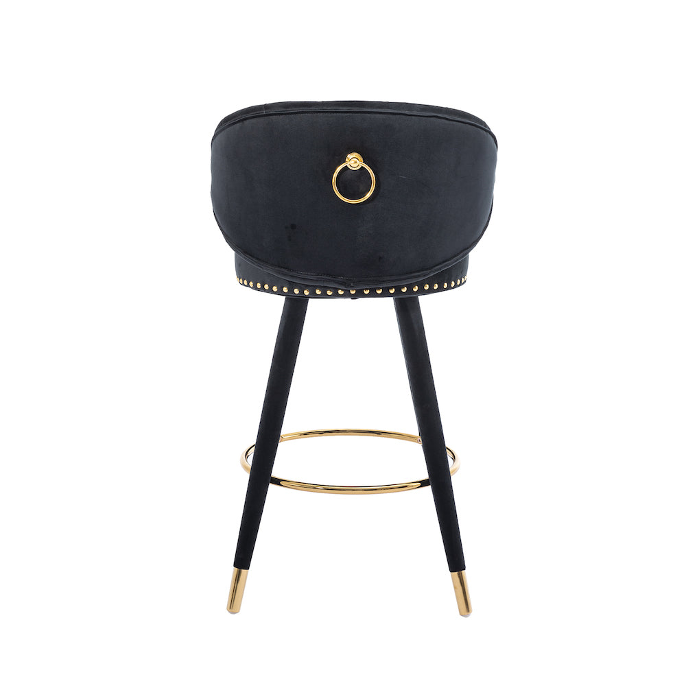 Lindsey Velvet Counter Height Swivel Stools - Black & Gold