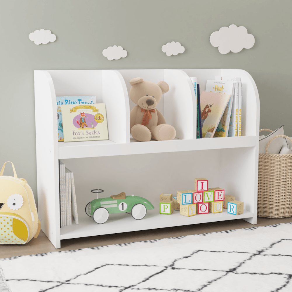 Moonriver 4 Compartment Youth Bookcase - White Copy