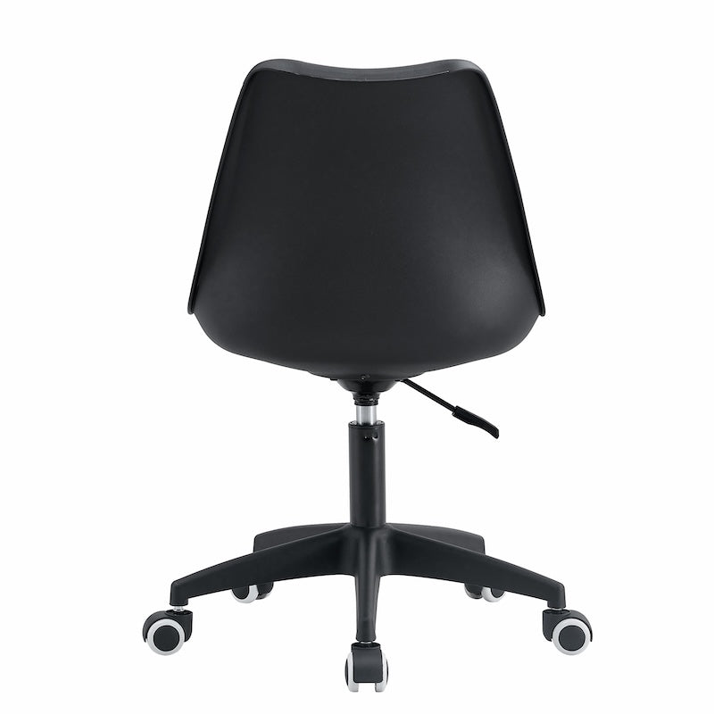 Mora Modern Minimalist Plastic Swivel Office Chair - Black