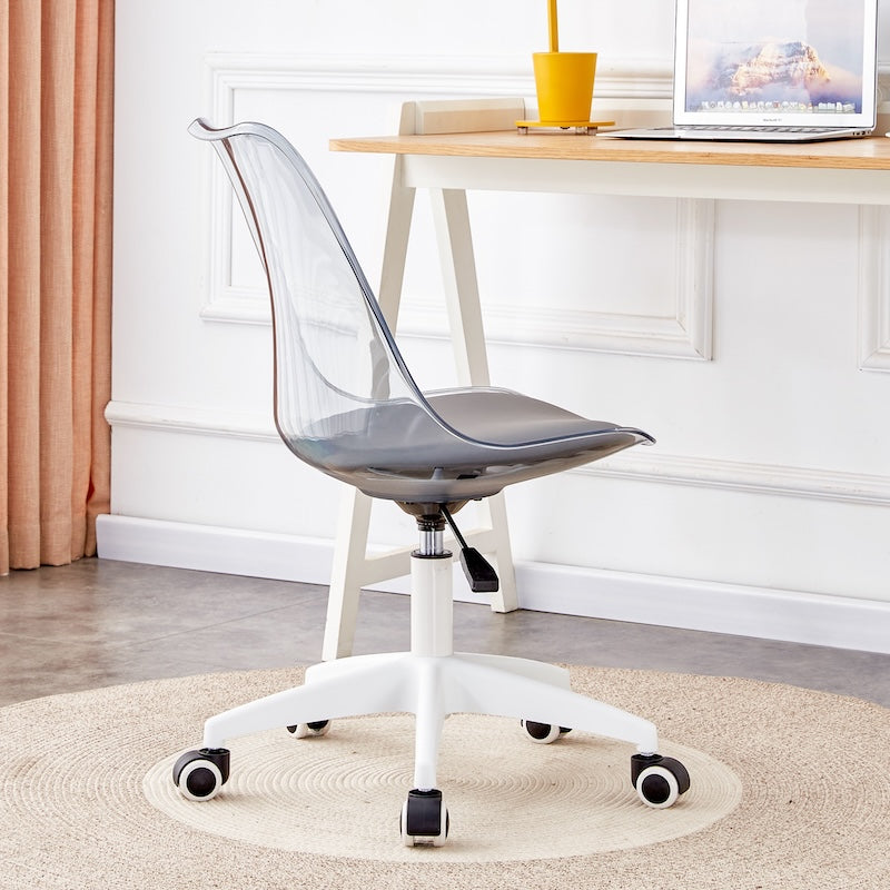 Mora Modern Swivel Office Chair in Transparent Plastic - Gray