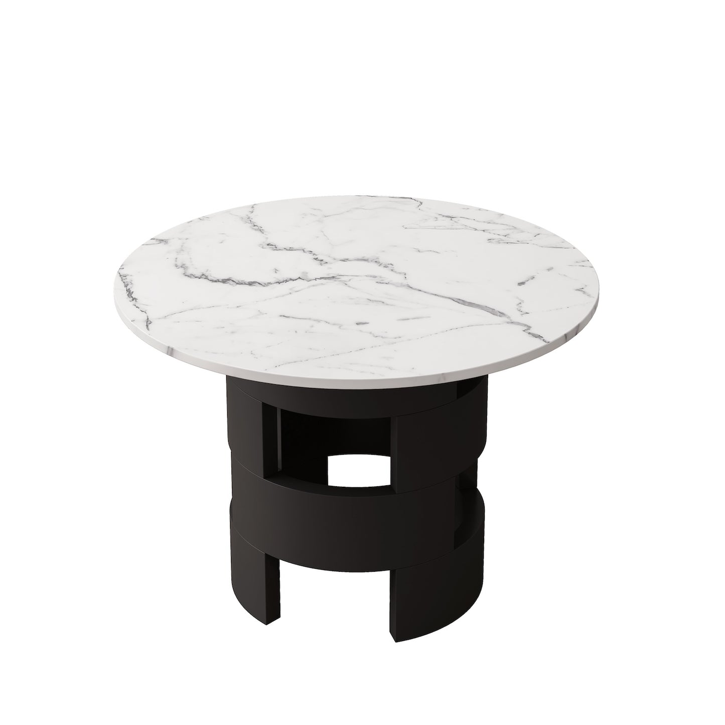 Radana 42" Round Faux Marble Dining Table - White & Black
