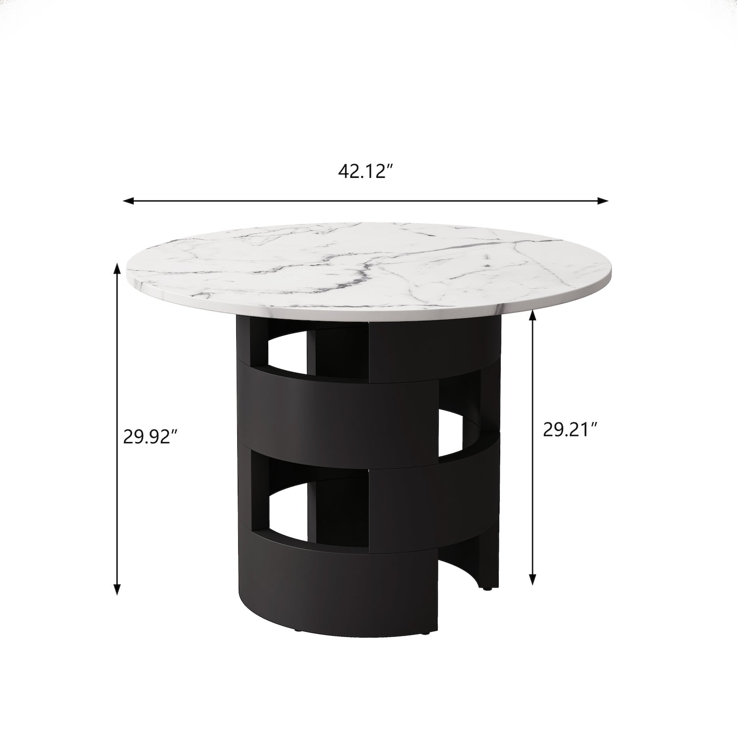 Radana 42" Round Faux Marble Dining Table - White & Black