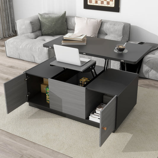 Svatava Modern Lift-top Coffee Table w/ Storage - Black