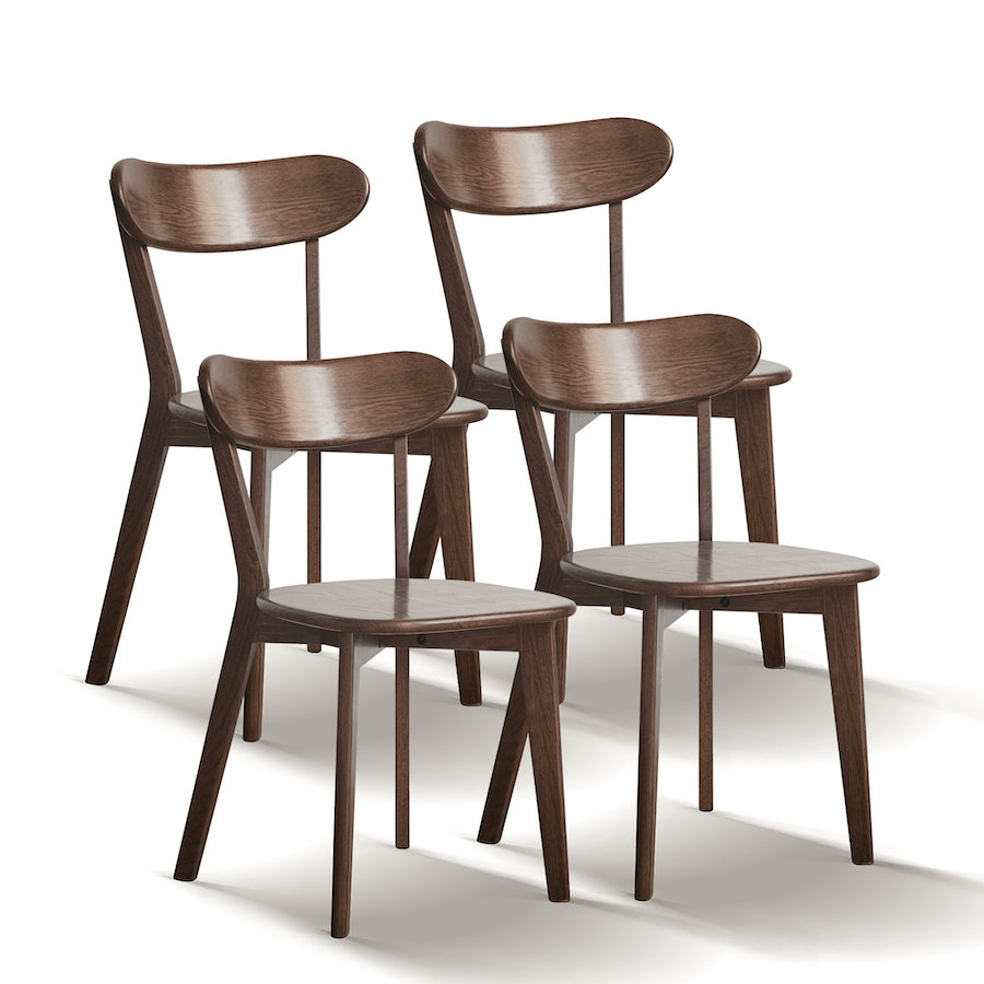 Yeswood Solid Wood Dining Chairs in Walnut Set of 4