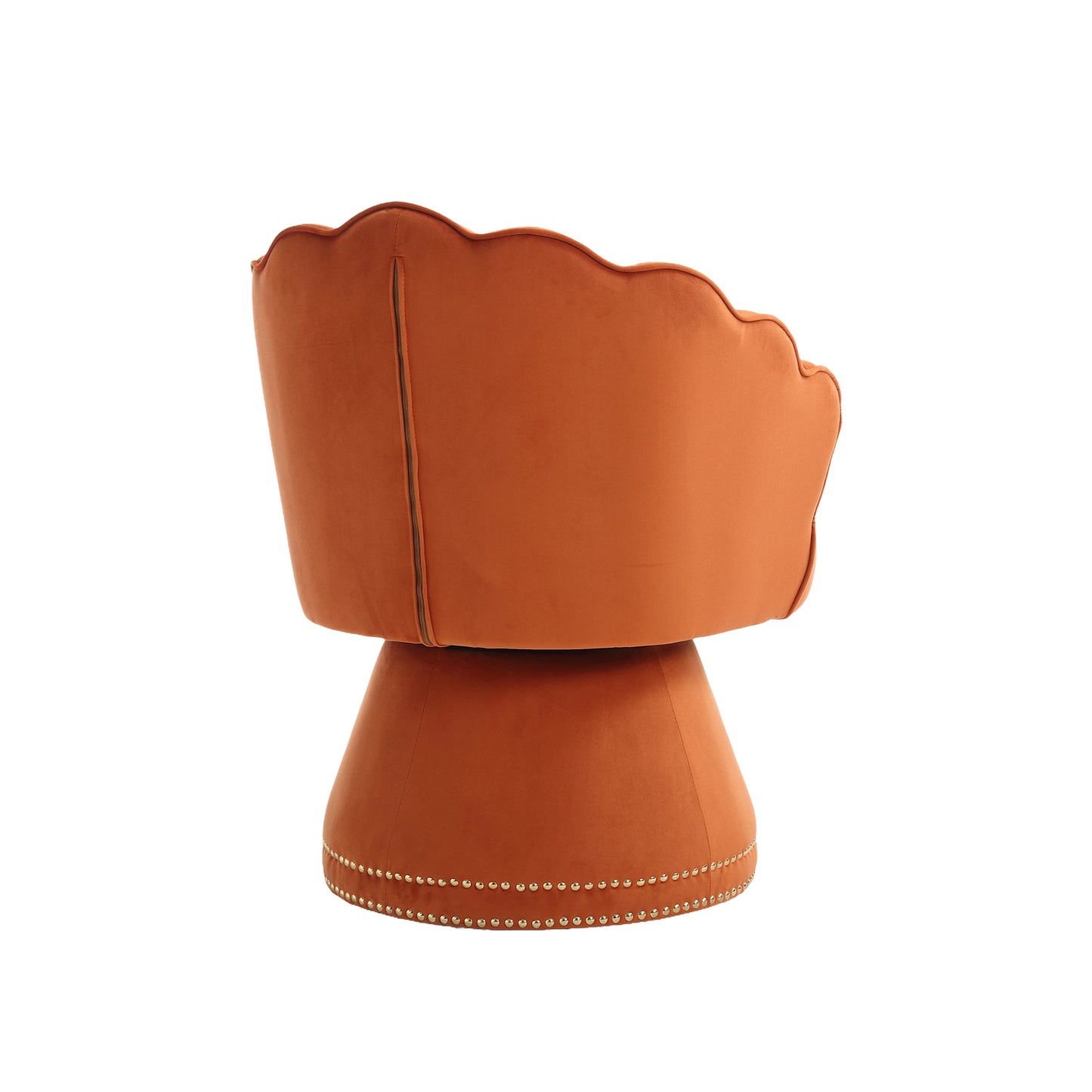 Stillman Contemporary Velvet Swivel Chair with Gold Nailhead Trim - Orange