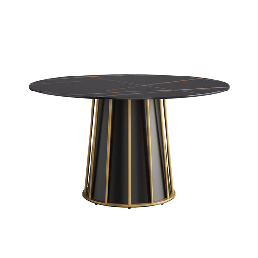 Atunus Modern 53" Sintered Stone Dining Table - Black & Gold