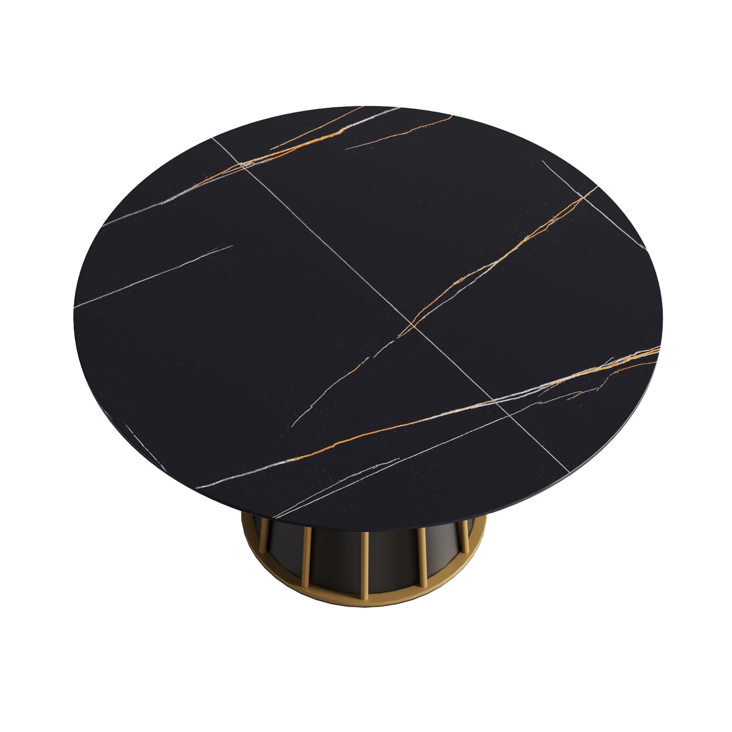 Atunus Modern 53" Sintered Stone Dining Table - Black & Gold