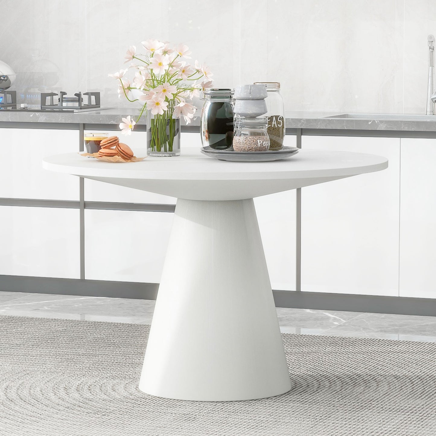 Sophie 46.5" Modern Minimalist Round Dining Table - White