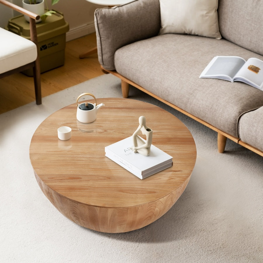 Vintagea Bucket Shaped Wooden Coffee Table in Natural Finish