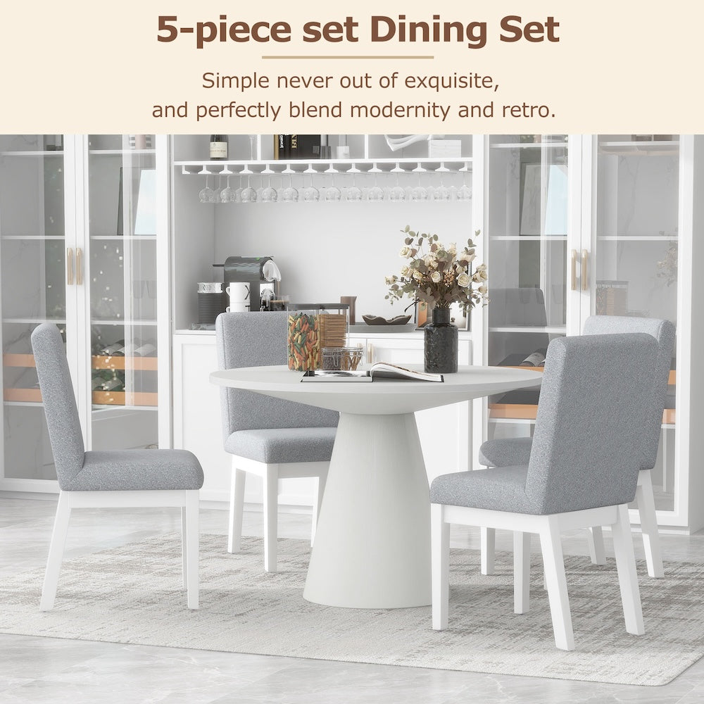 Sophie 46.5" Modern Minimalist Round Dining Table - White