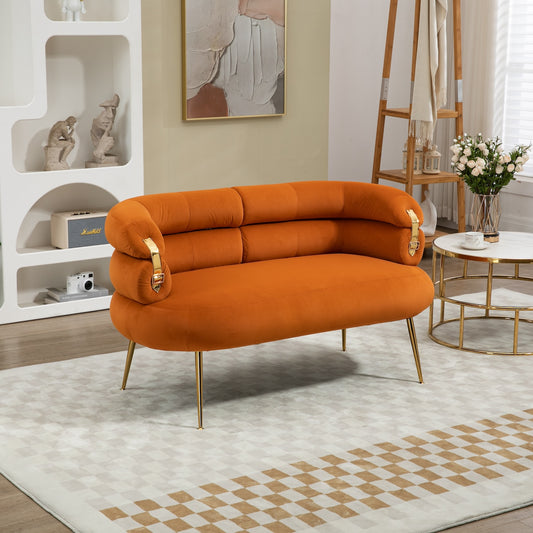 DaniJel Velvet Accent Chair with Golden Legs - Orange