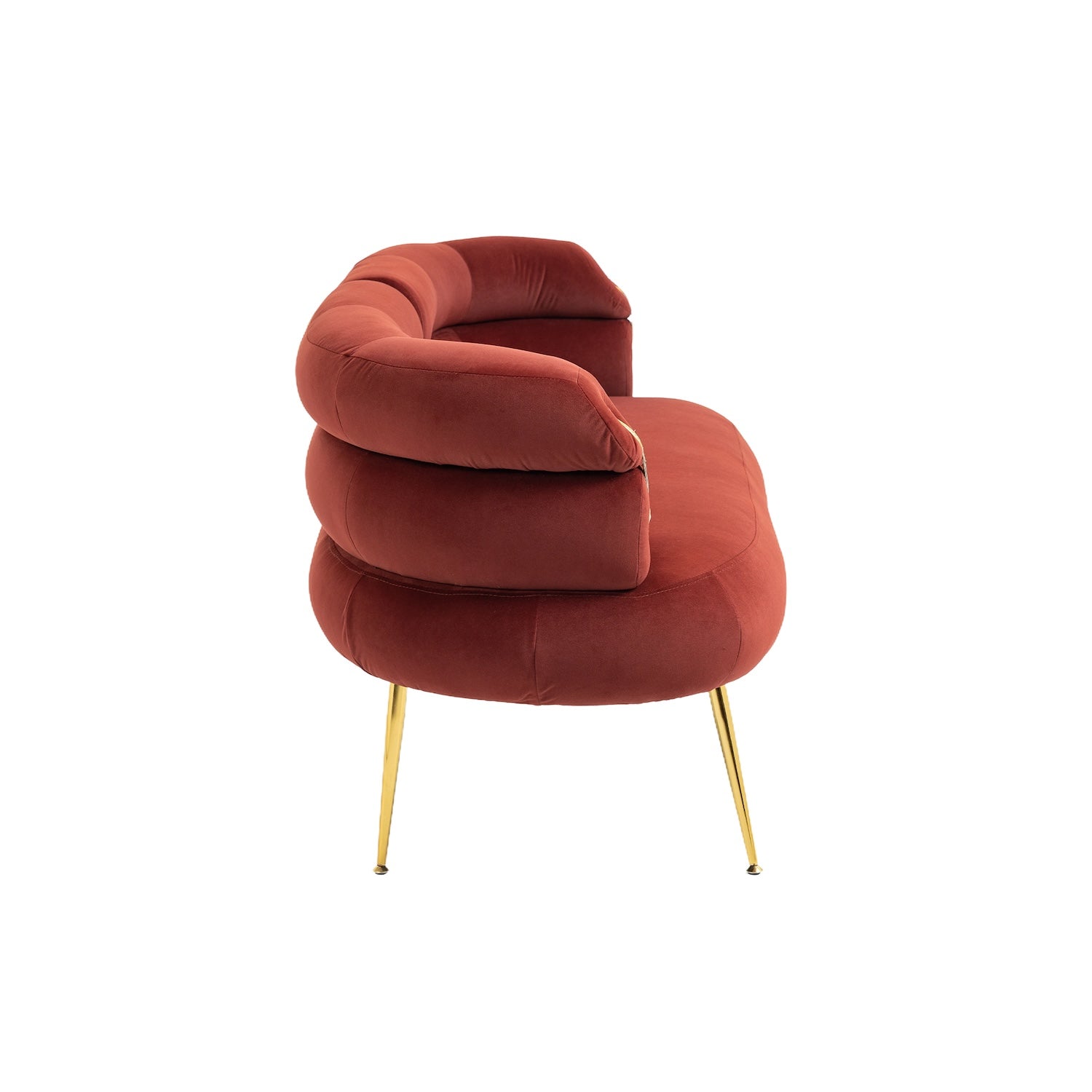 DaniJel Velvet Accent Chair with Golden Legs - Wine Red