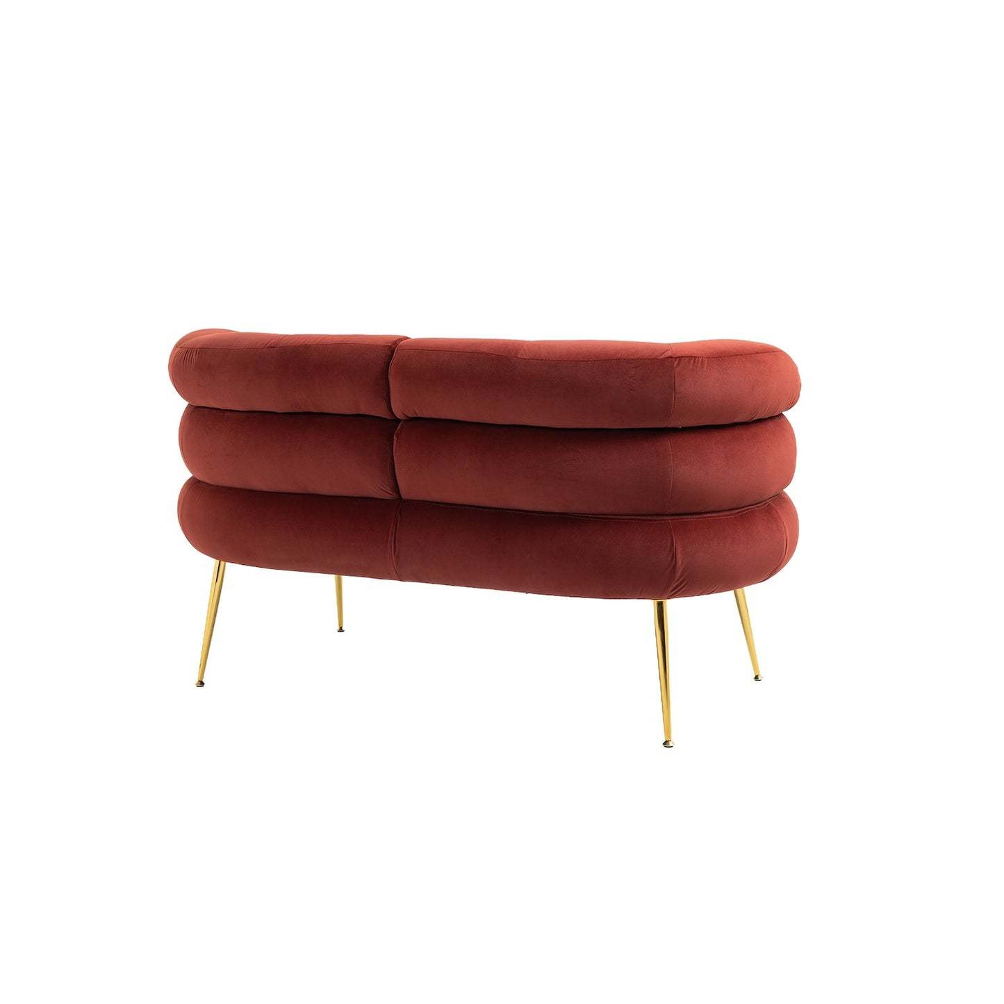 DaniJel Velvet Accent Chair with Golden Legs - Wine Red