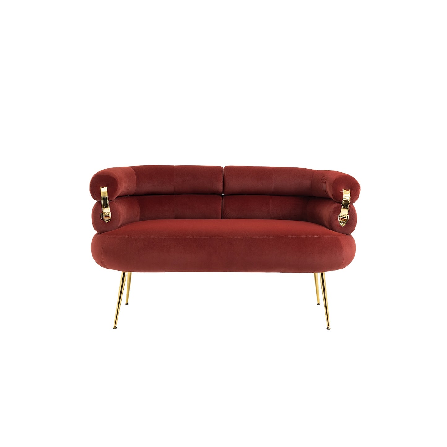 DaniJel Velvet Accent Chair with Golden Legs - Wine Red