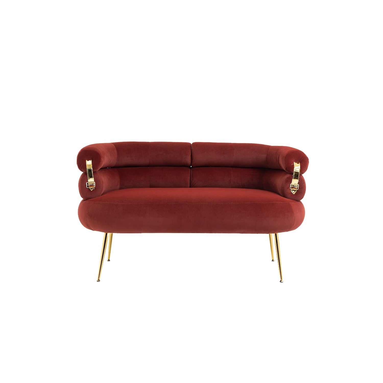 DaniJel Velvet Accent Chair with Golden Legs - Wine Red