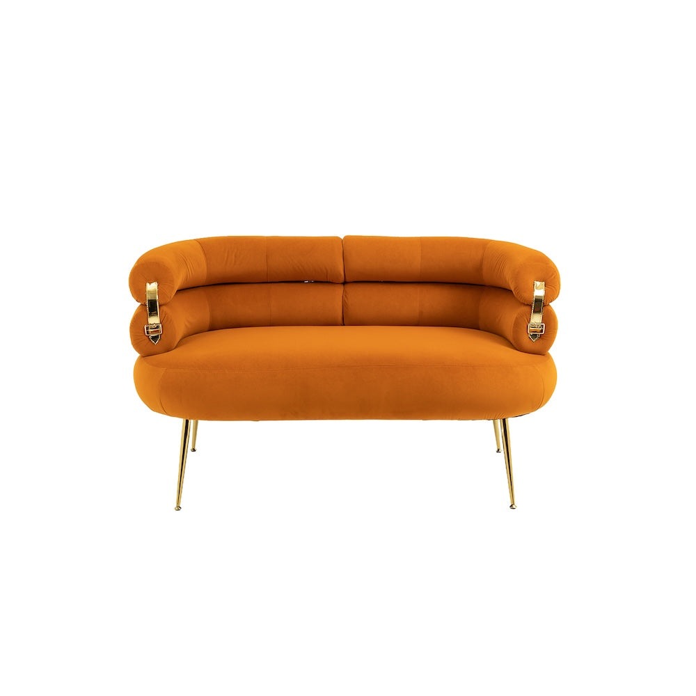 DaniJel Velvet Accent Chair with Golden Legs - Orange