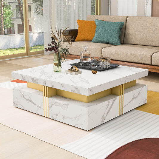 Denitsa Modern 4-drawer Coffee Table - White & Gold