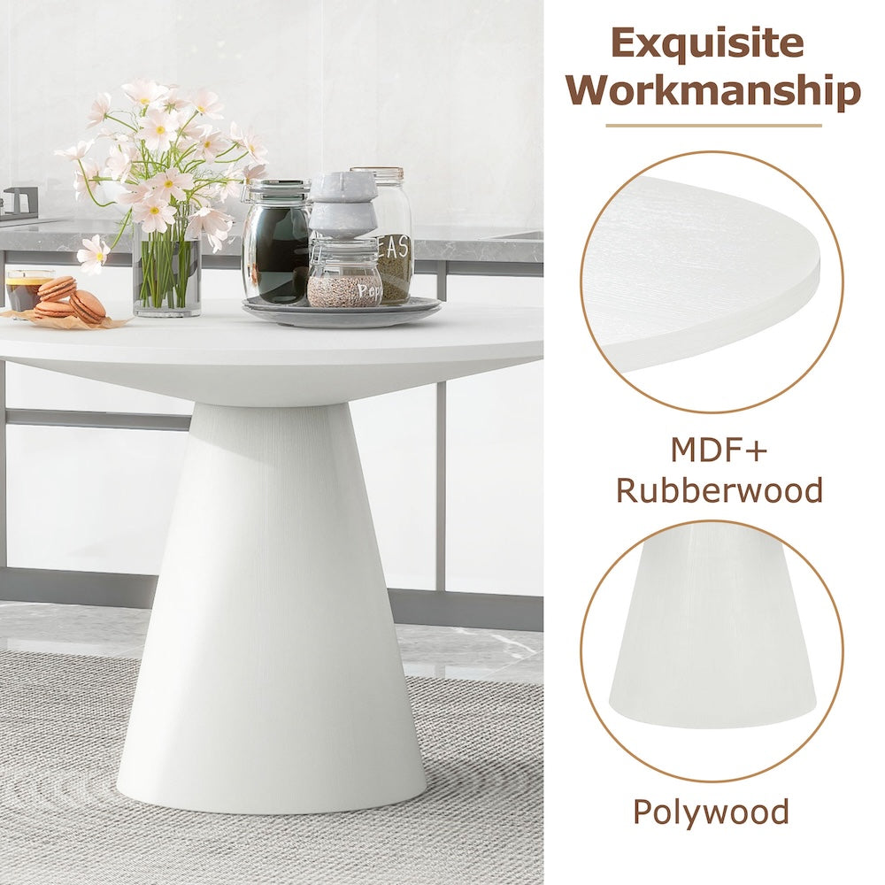 Sophie 46.5" Modern Minimalist Round Dining Table - White