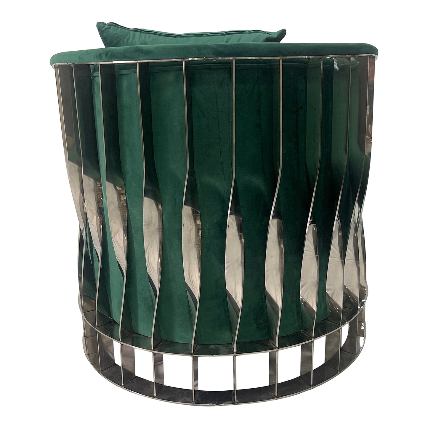 Riley Modern Velvet Accent Chair - Green & Silver