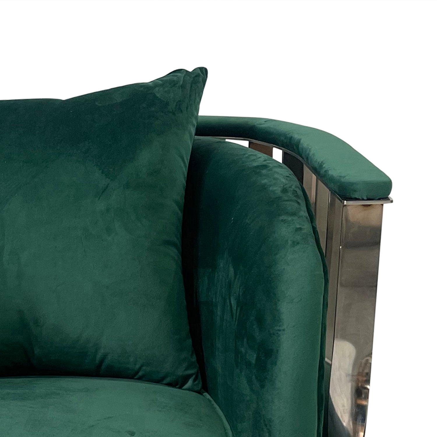 Riley Modern Velvet Accent Chair - Green & Silver