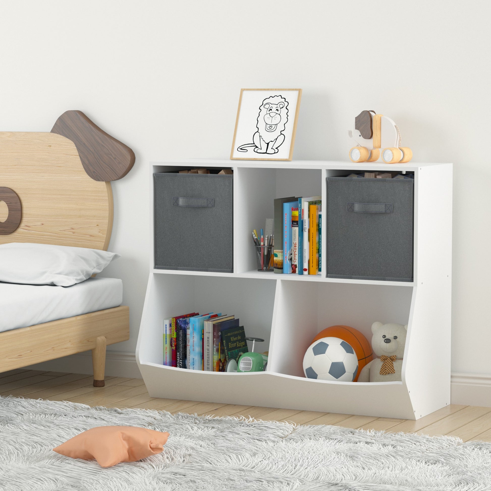 Moonriver Kids Bookcase with Collapsible Drawers