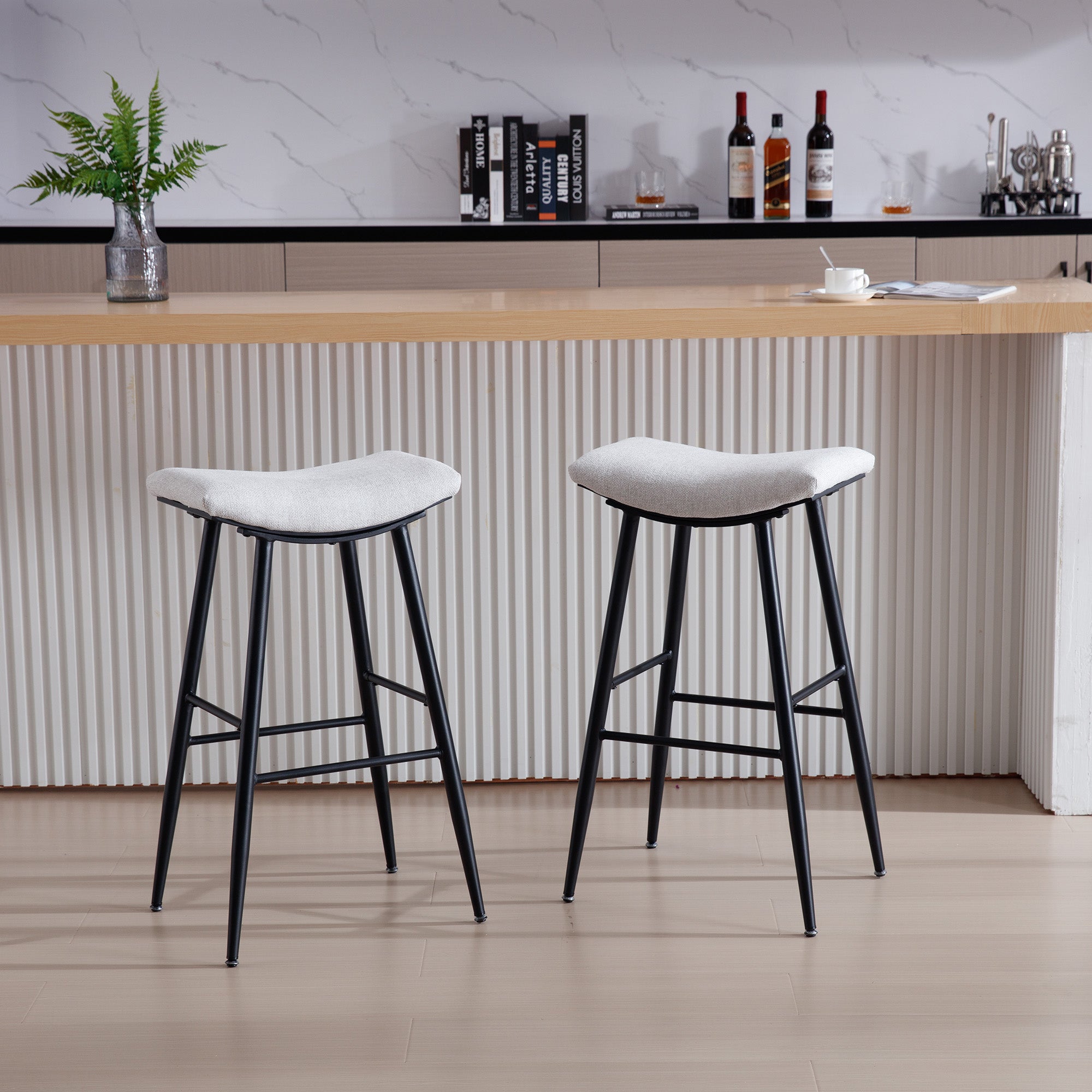 Cream wooden best sale bar stools