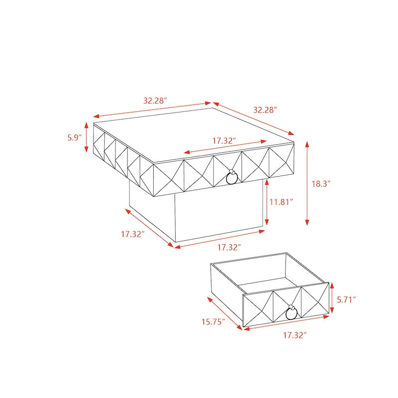 Groove Retro Style 3D Embossed Pattern Coffee Table