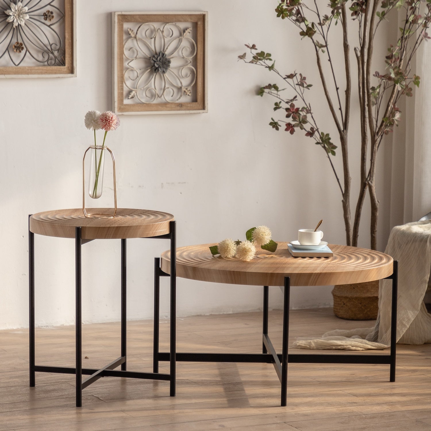 Elysium 2PC Accent Table Set with Thread Design